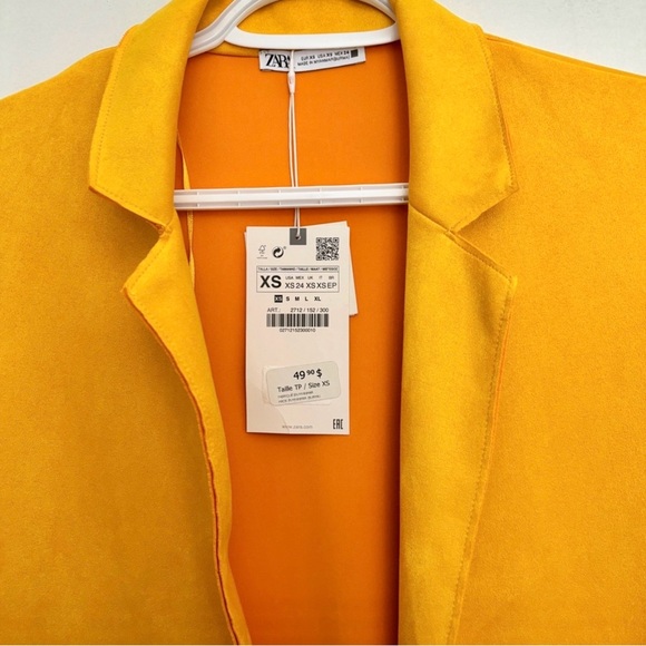 Zara faux suede open coat deep yellow.XS - Picture 2 of 3